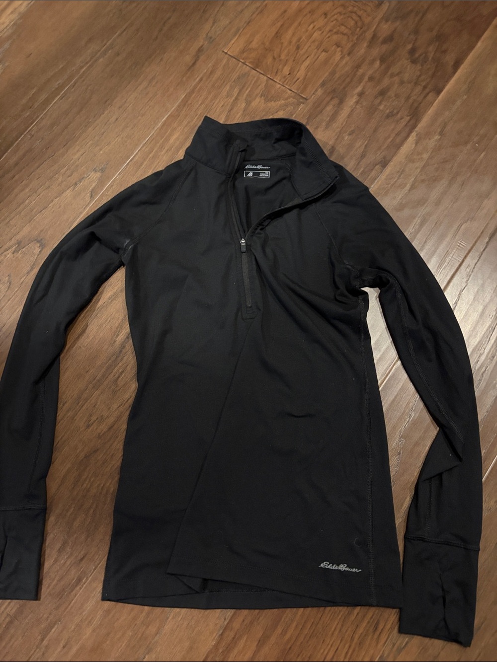 Eddie Bauer Black Long-Sleeve Half-Zip Performance Top